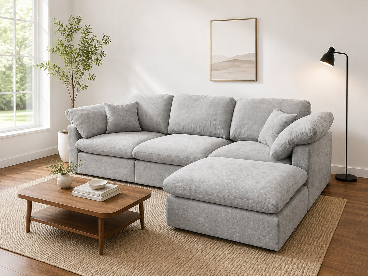 Nest | Light Grey | Sofa | 3pc + Ottoman