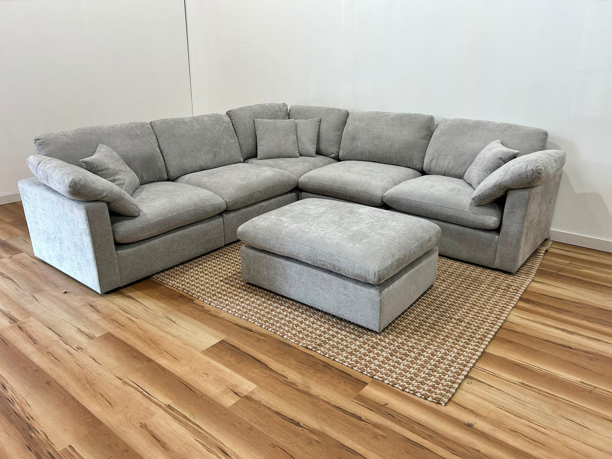 Nest | Light Grey | Corner Sectional | 5pc Corner + Ottoman