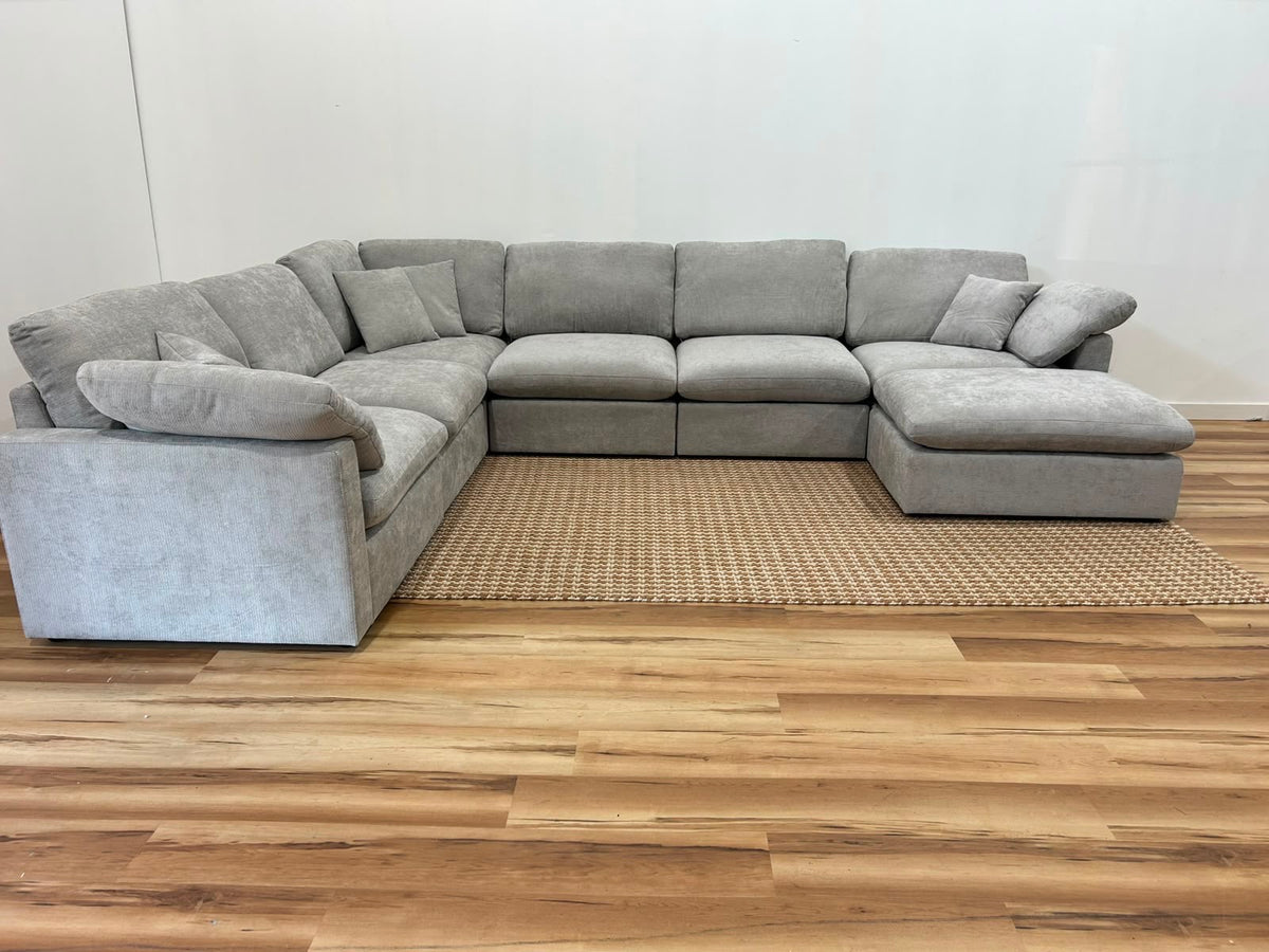 Nest | Light Grey | Corner Sectional | 6pc Corner + Ottoman