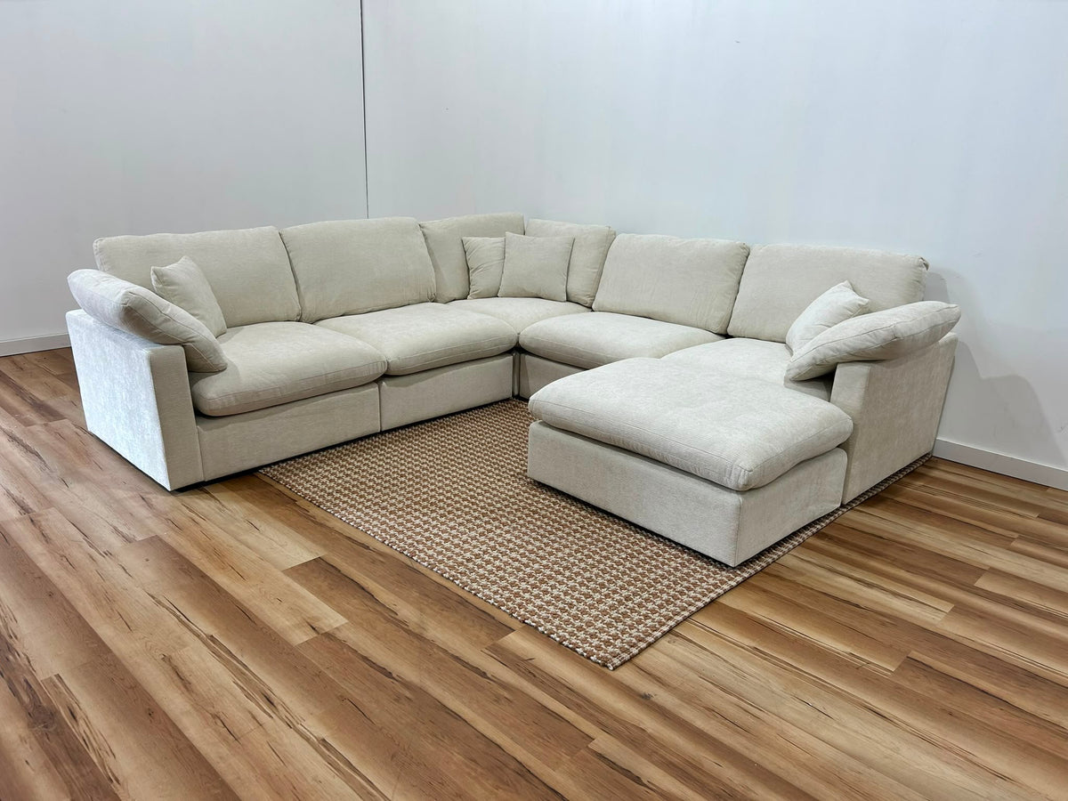 Nest | Cream | Corner Sectional | 5pc Corner + Ottoman