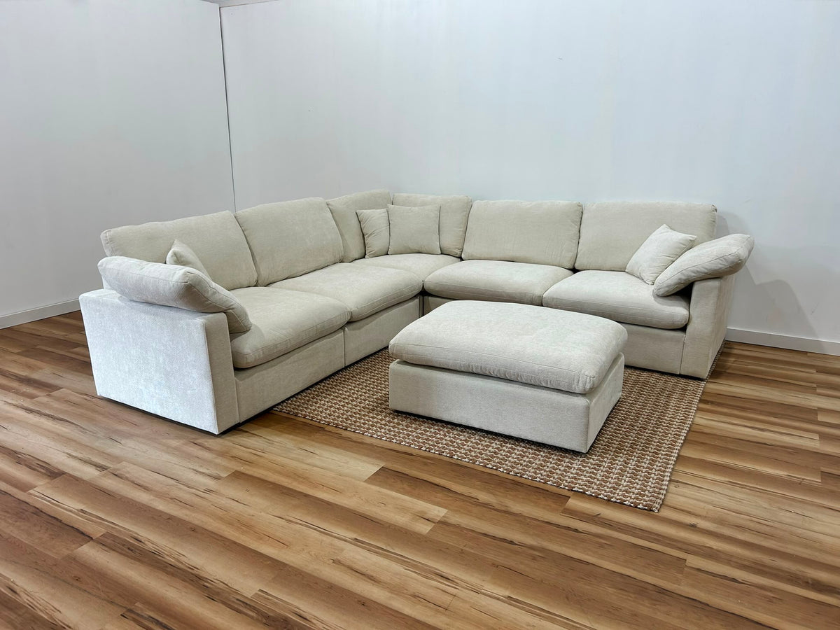 Nest | Cream | Corner Sectional | 5pc Corner + Ottoman