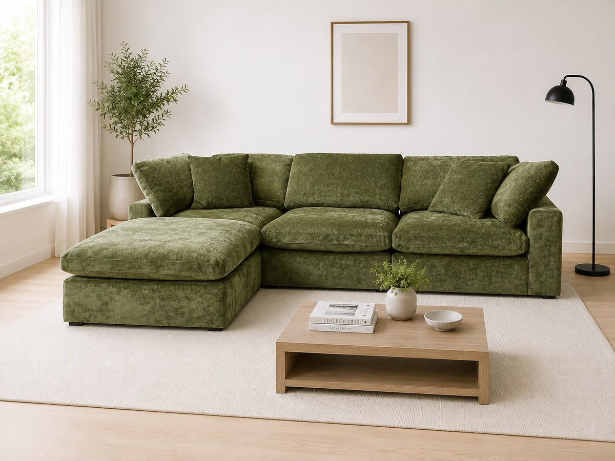 Snug Modular Sofa - Green - 3pc + Ottoman