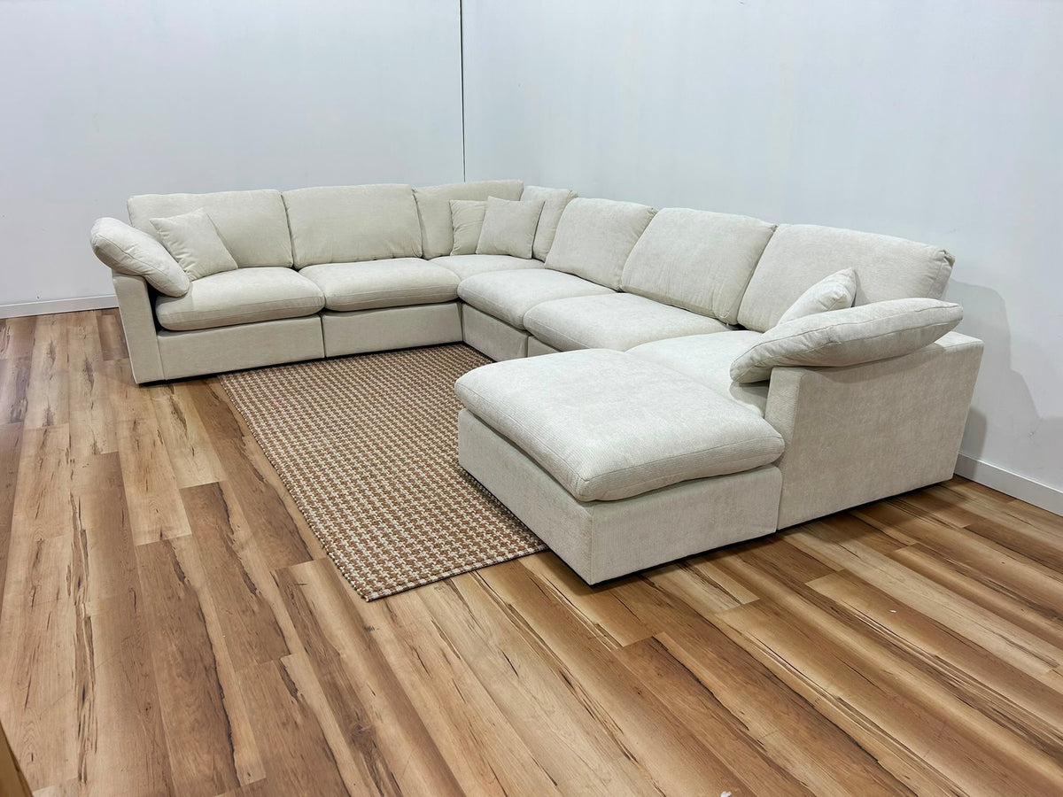 Nest | Cream | Corner Sectional | 6pc Corner + Ottoman