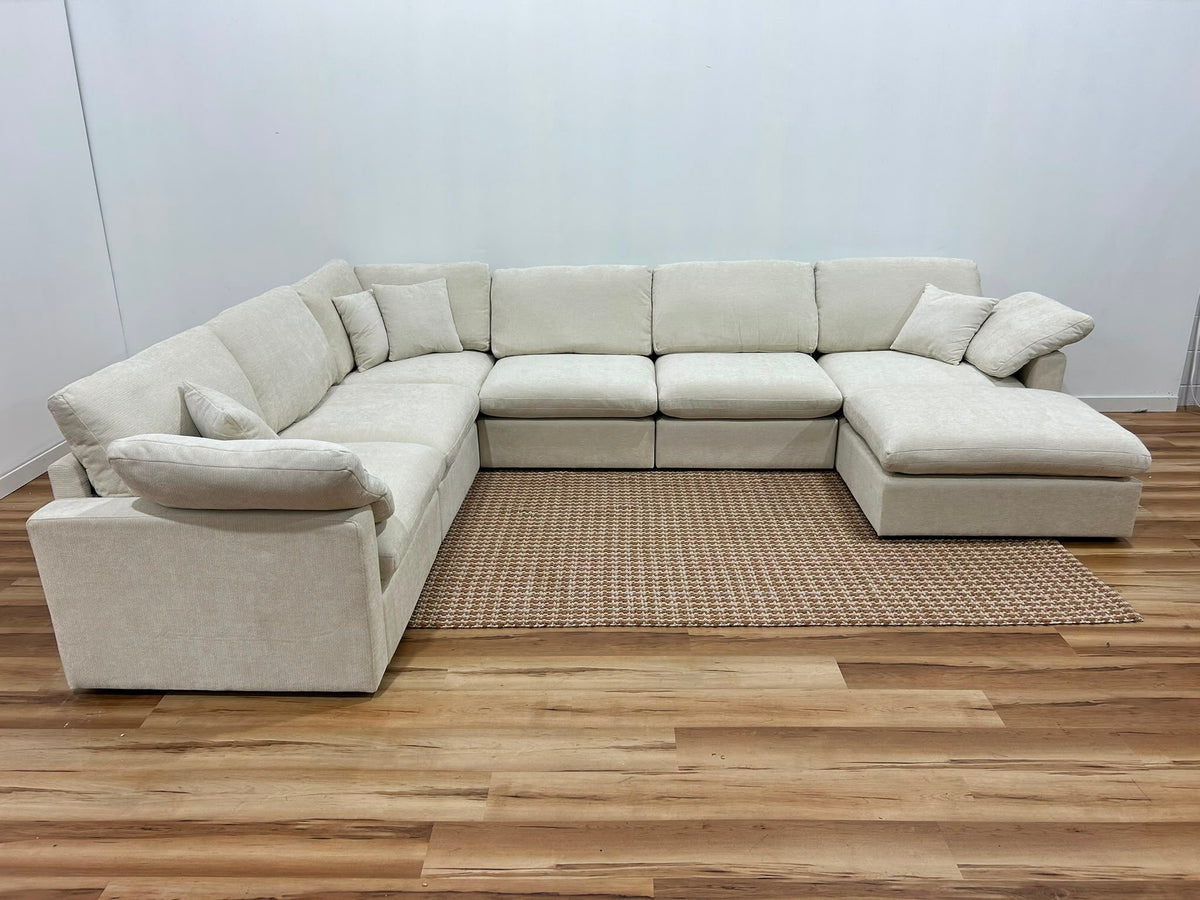 Nest | Cream | Corner Sectional | 6pc Corner + Ottoman