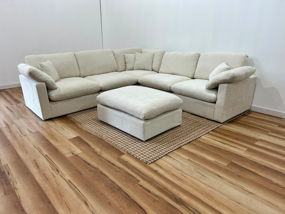 Nest | Cream | Corner Sectional | 5pc Corner + Ottoman
