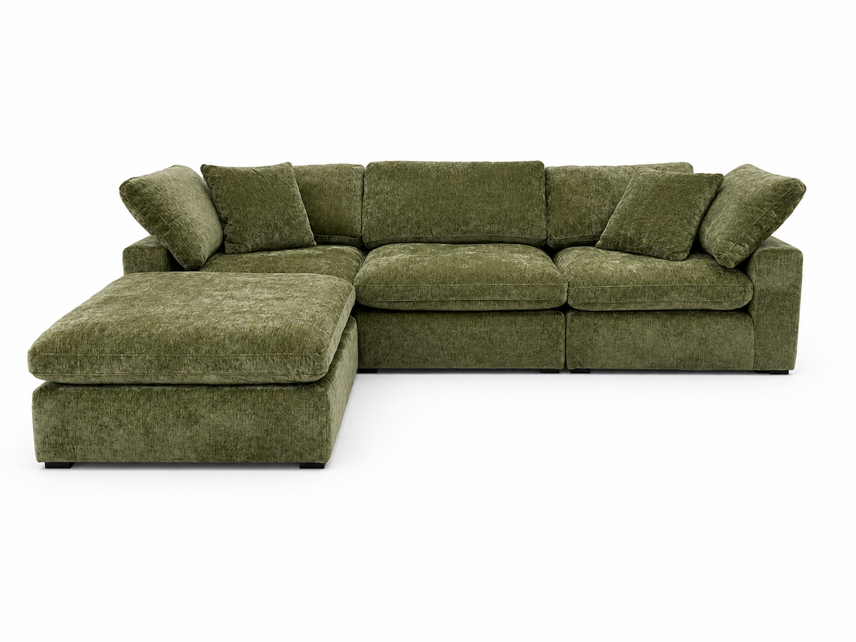 Snug Modular Sofa - Green - 3pc + Ottoman