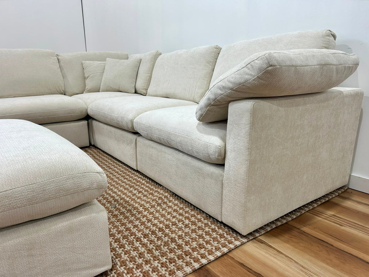Nest | Cream | Corner Sectional | 5pc Corner + Ottoman