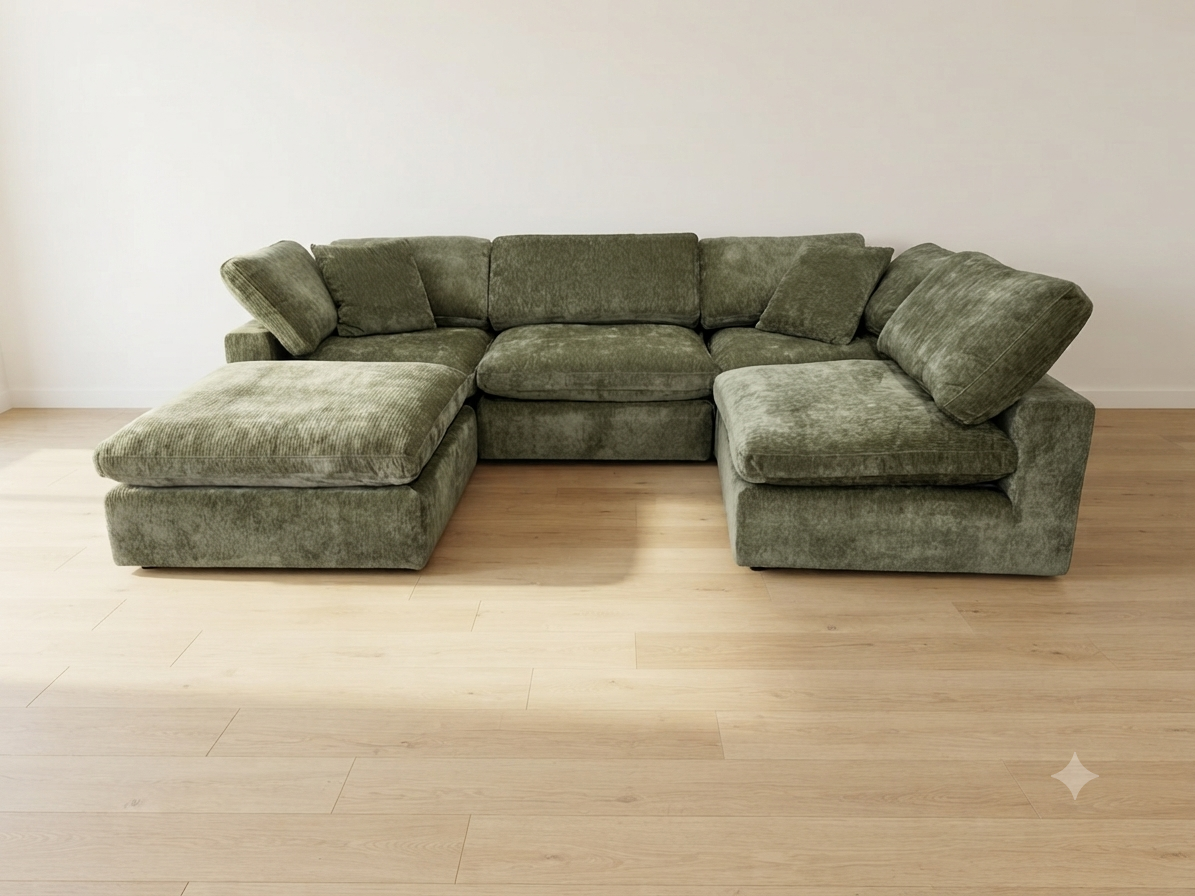 Snug Modular Sofa - Green - 4pc + Ottoman