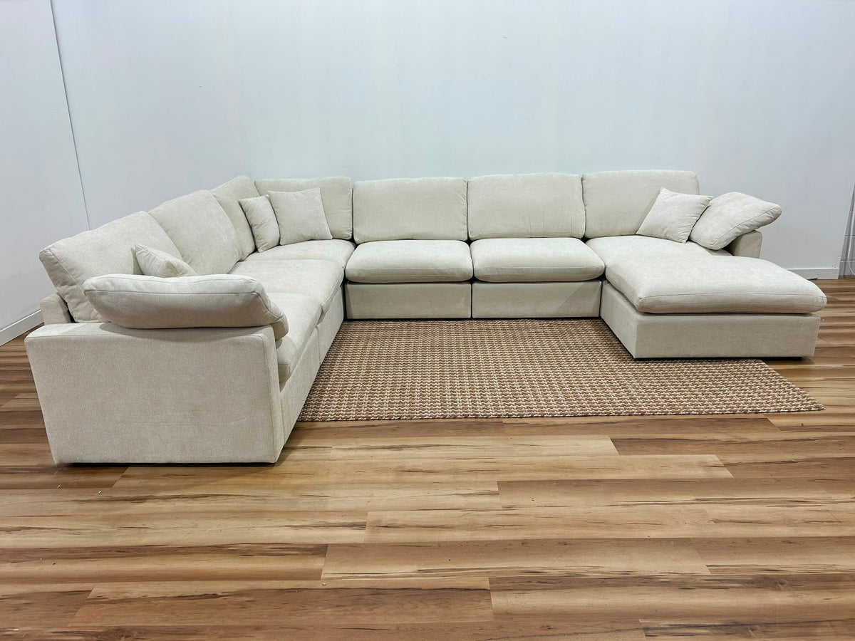 Nest | Cream | Corner Sectional | 6pc Corner + Ottoman
