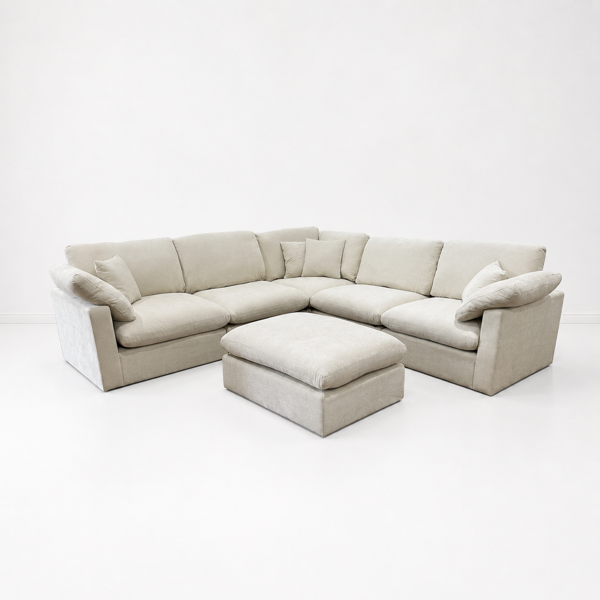 Nest | Cream | Corner Sectional | 5pc Corner + Ottoman